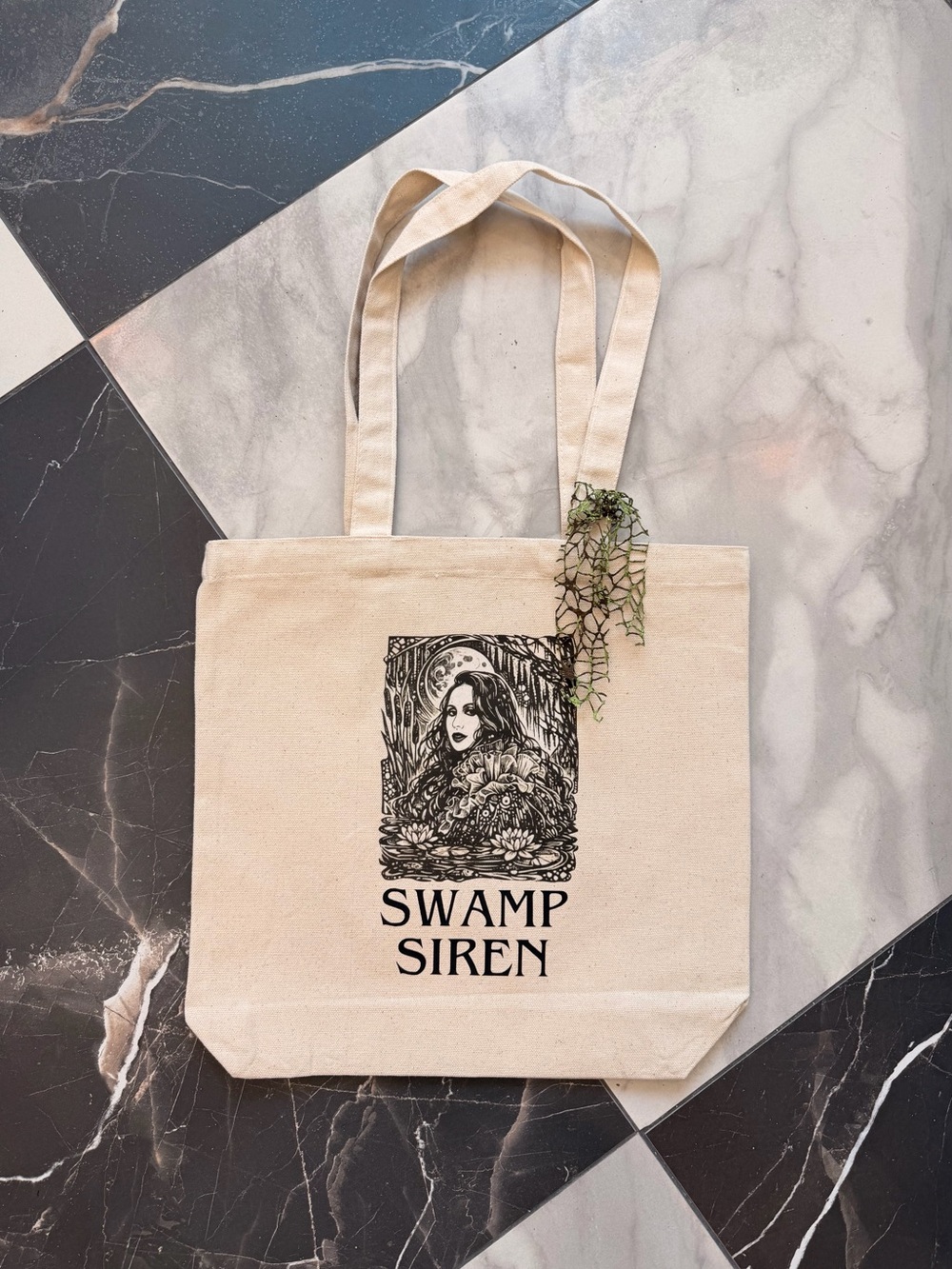 Swamp Siren Natural Canvas Tote Bag